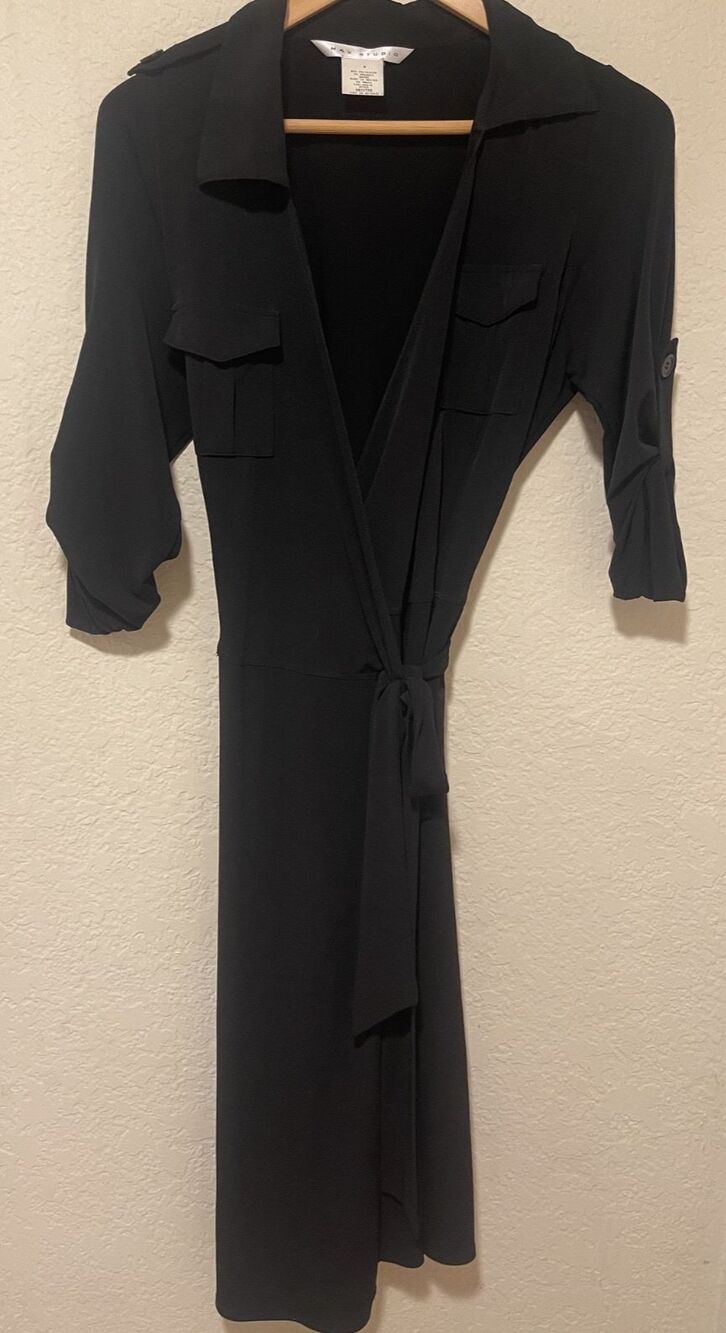 MAX STUDIO Sz SMALL BLACK GRAP MIDI WOMEN'S DRESS